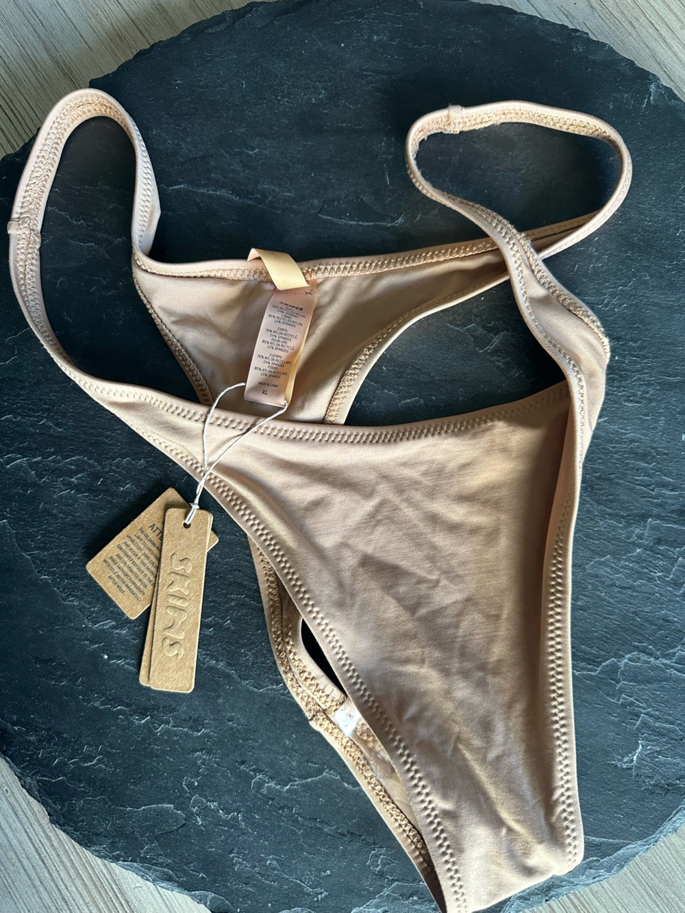SKIMS // Signature Swim Thong Bikini Bottom Ochre Nude Size XL NWT